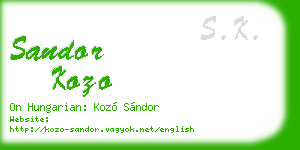 sandor kozo business card